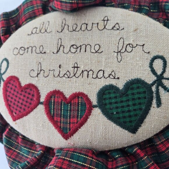 VTG Christmas Handwoven Hand Embroidered Wicker Basket Lidded Hearts*Read - Picture 3 of 12